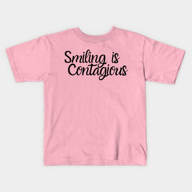 Smiling is contagious - dark Kids T-Shirt by Unusual Choices